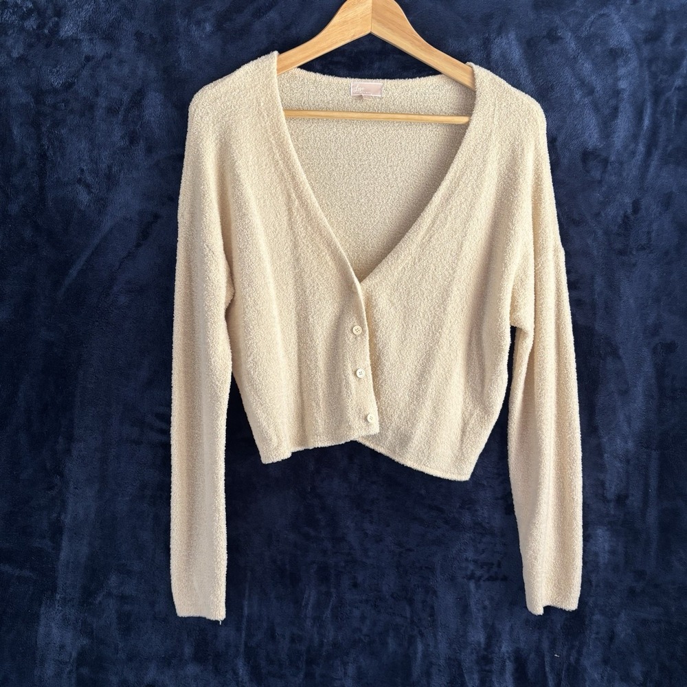 Women's V-Neck Cardigan Sweater Lottie Moss Cozy Soft Pacsun Long Sleeve Cream S